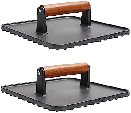 Square Cast Iron Burger Press Smash Griddle Cooking Weight by SafBbcue