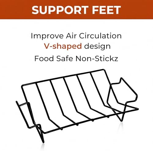 Turkey Rack Stainless Steel BBQ Rib Roasting Rack Roaster Pan Non-Slip - Image 2