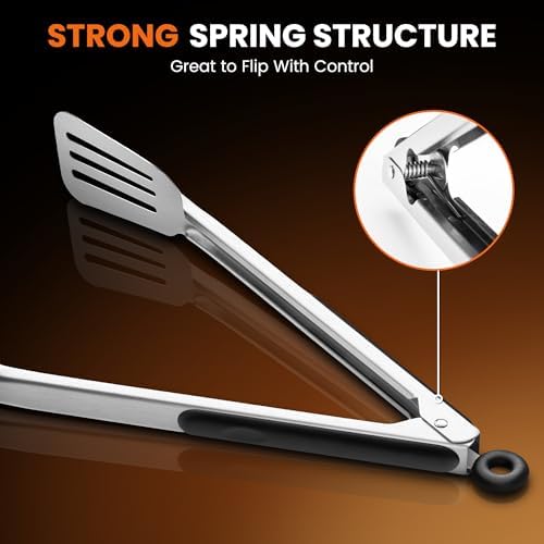 14-inch & 12-Inch Grill Tongs for Cooking, Extra Long Grilling Tongs - Image 5