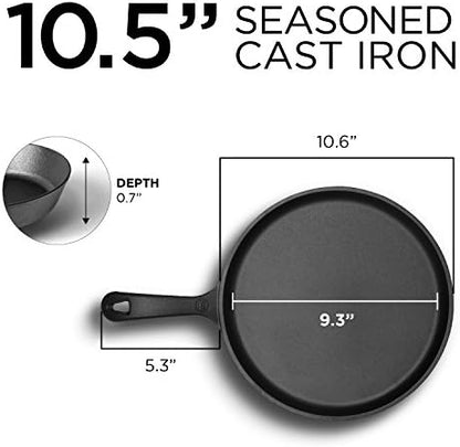 Commercial CHEF 10.5-Inch Cast Iron Round Griddle, Pre-Seasoned - Image 2