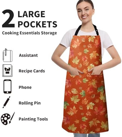 Fall Maple Leaf Apron for Women and Men Waterproof Kitchen Aprons - Image 6