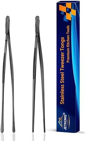 JETKONG 2 Pcs 9-Inch Food Tweezer Tongs, Stainless Steel Kitchen Tweezer by JETKONG