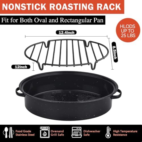 Nonstick Roasting Rack for Turkey Roasting Pan, 12.4"x 8.5"x 1.2" - Image 5
