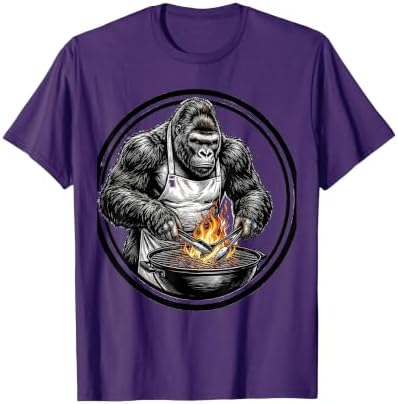 Gorilla Grill Master Apron BBQ Illustration T-Shirt by Mademark