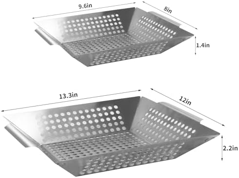3 Pack Stainless Steel Vegetable Grill Baskets - Image 2