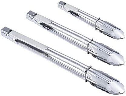 HINMAY Stainless Steel Food Tongs Metal Tongs Set by HINMAY