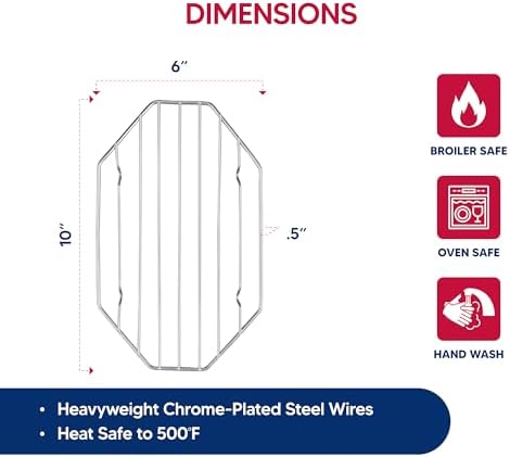 HIC Kitchen Roasting Octagonal Baking Rack, Chrome-Plated Steel Wire, Fits Oval - Image 6