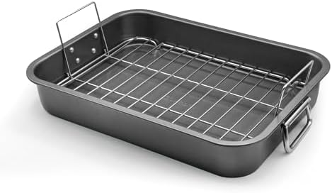 Large Roasting Pan With Rack 12” X 16” by Unknown