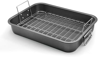 Large Roasting Pan With Rack 12” X 16” by Unknown