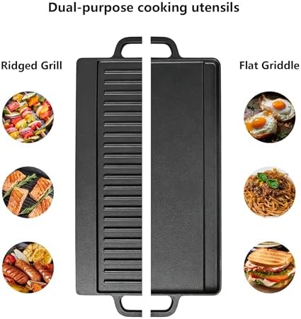 Cast Iron Grill Griddle, Reversible Rectangular - Image 3