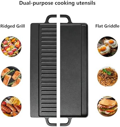 Cast Iron Grill Griddle, Reversible Rectangular - Image 3