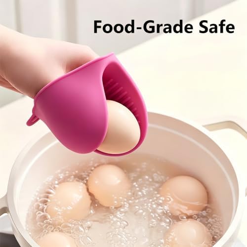 2 Pairs All Magenta Mini Silicone Oven Gloves, Mini Finger Protector Pot Holder - Image 3