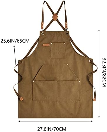 Aoomzoon Canvas Aprons for Men Women, Heavy Duty BBQ Apron - Image 7