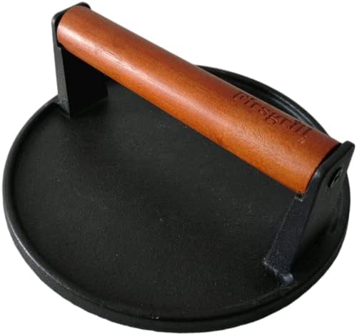 Firsgrill Burger Press 7.08" Round, Heavy-Duty Cast Iron Smash Burger Press by ProfessionalGrillpartsLiving