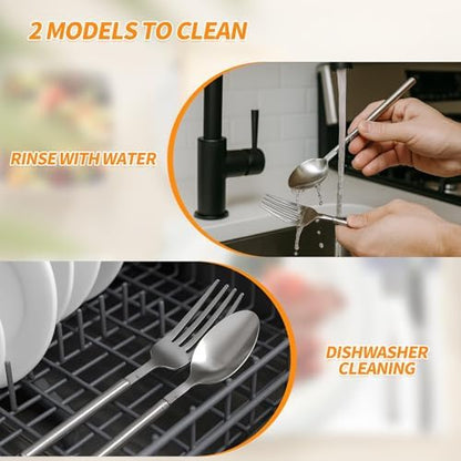 2 PCS Extendable Fork and Spoon Set, 8.7 to 25.4 Inch Expandable fork prank - Image 4