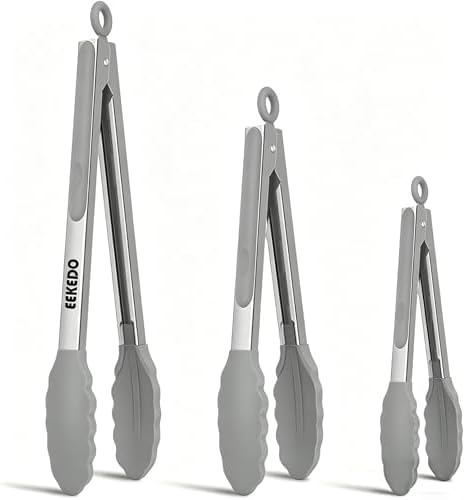Kitchen Tongs with Silicone Tips, Tongs by EEKEDO