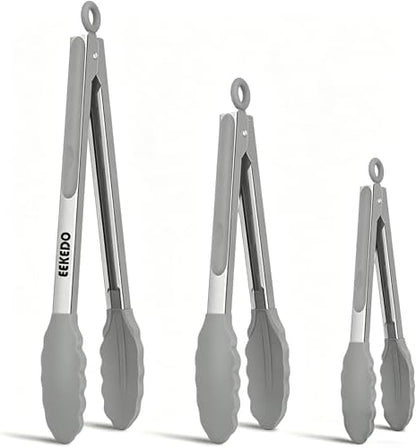 Kitchen Tongs with Silicone Tips, Tongs by EEKEDO