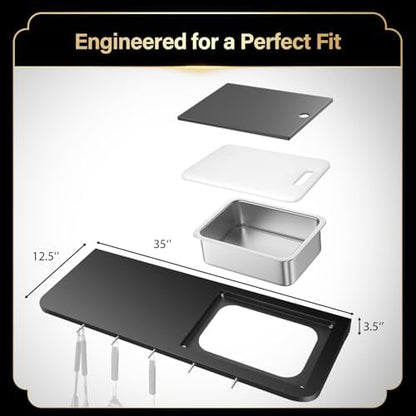 QuliMetal Folding Front Shelf for Weber Searwood XL 600/Smoque XL - Image 2