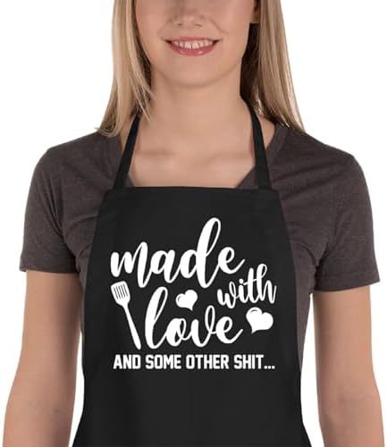 Funny Aprons for Women Men, Novelty Kitchen Cooking Apron by Saukore