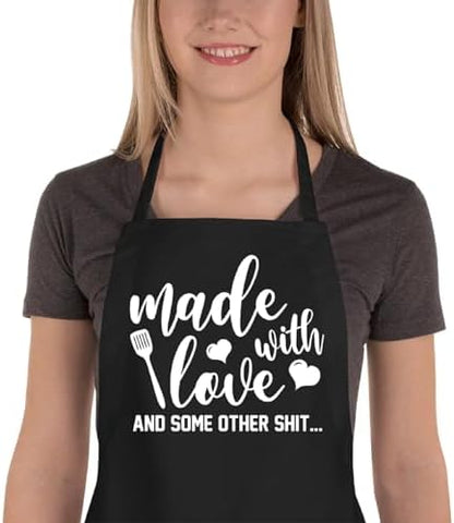 Funny Aprons for Women Men, Novelty Kitchen Cooking Apron by Saukore