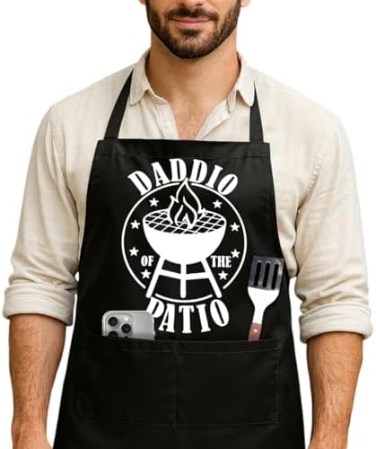 Funny Black Grill Apron with Pockets by NIORAYNA