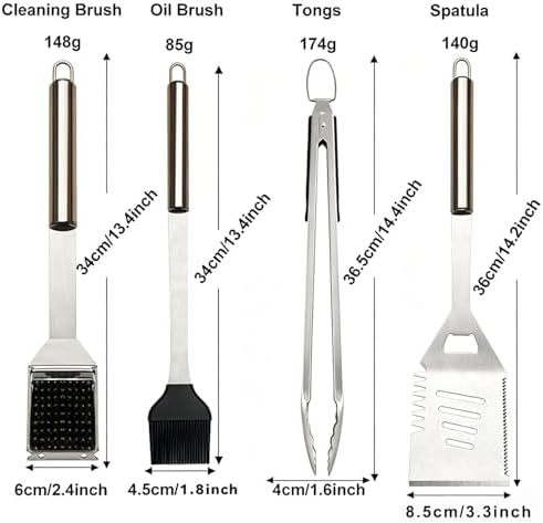 Grill Tool Set with Spatula, Barbecue Brush and Cleaning Brush - Image 2
