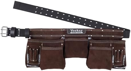 VEEKAY 11-Pocket Suede Leather Tool Belt by VEEKAYWORKGEAR