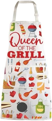 WZMPA Queen Of The Grill Kitchen Apron Queen Griller Gift Queen BBQ Adjustable by WZMPA