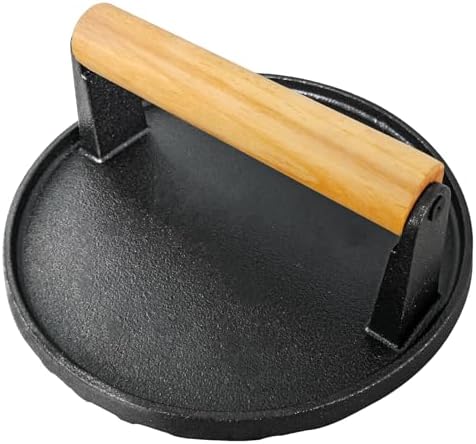 Smash Burger Press 6.9" Round, 2.2 lb Heavy-Duty Cast Iron Hamburger Smasher by FCCUM