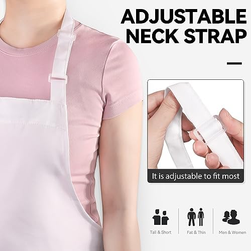 NLUS 2 Pack White Aprons with 2 Pockets - Image 4