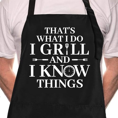 ZOORON Funny Black Chef Aprons for Men Adjustable BBQ Kitchen Cooking Apron by ZOORON