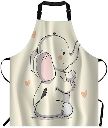 EKOBLA Elephant Aprons Kind Pretty Smiling Elephant Butterfly Trunk Cartoon by EKOBLA