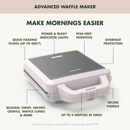 GreenPan Advanced Waffle Maker, 4-Square Belgian & Classic Waffle Maker - Image 7
