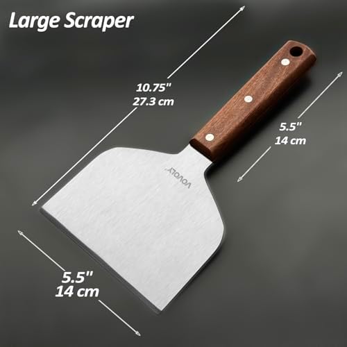 Vovoly Extra Wide Griddle Scraper, 5.5''x5.5'' Smashed Burger Scraper Grill - Image 2