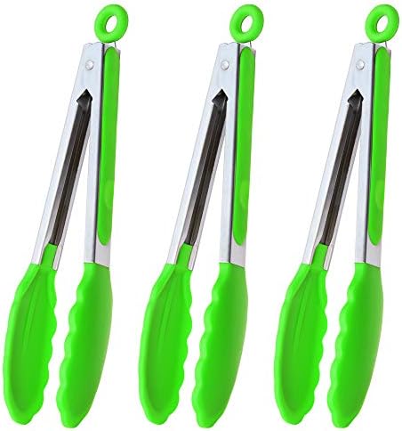 HINMAY Silicone Tongs 9" Stainless Steel Kitchen Tongs by HINMAY