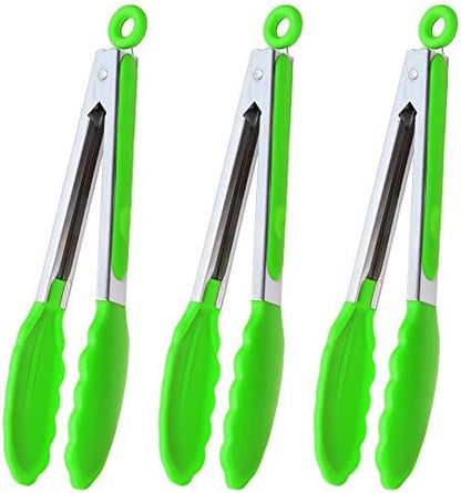 HINMAY Silicone Tongs 9" Stainless Steel Kitchen Tongs by HINMAY