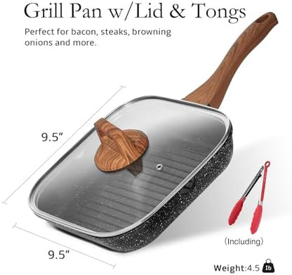 ESLITE LIFE 9.5 Inch Nonstick Grill Pan - Image 2