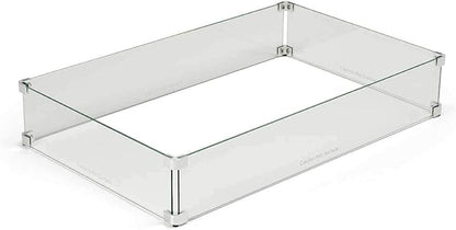 HPC Fire Rectangle Fire Pit Glass Wind Guard (WG49X21-RECT), 49x21-Inch