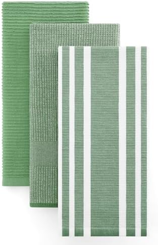 Homaxy Cotton 380 GSM Premium Kitchen Towels, 3 Pack, Grass Green by Homaxy