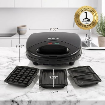 OVENTE Electric Sandwich, Panini and Waffle Maker Set - Image 5