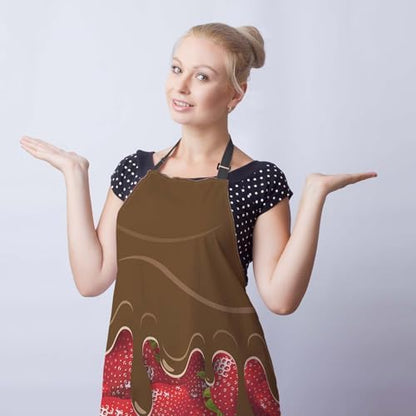 Kitchen Apron for Men Strawberry and Chocolate Pinafore Aprons for Women for - Image 3