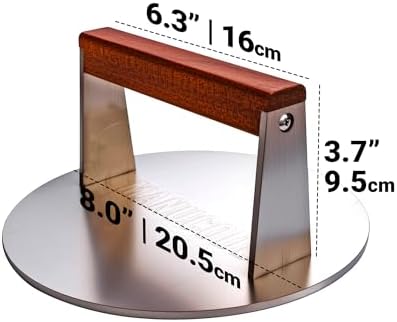 Stainless Steel Grill Press, Wood Handle, 8 Inch Round, 3.1 lb - Image 7