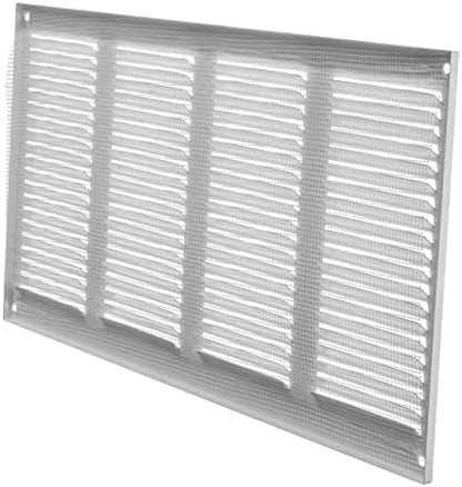 Repa Market 5-Pack Air Vent Cover 16x8 Inch (Outer Dimensions) White Galvanized Steel Louvered Grill Cover with Mesh Screen/Wall or Ceiling Vent/HVAC Register for Indoor and Outdoor Ventilation