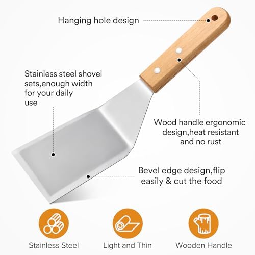 Metal Spatula Turner Set with Wide Beveled Edge - Image 4