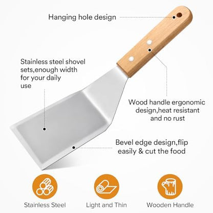 Metal Spatula Turner Set with Wide Beveled Edge - Image 4