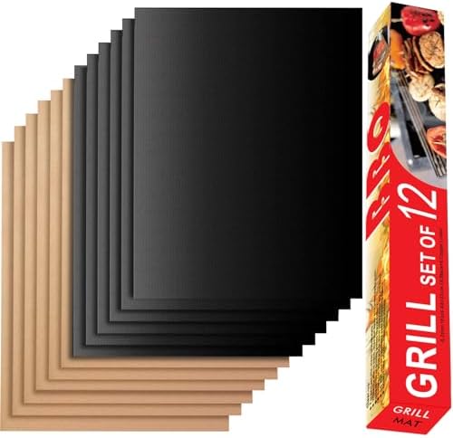 Set of 12 Grill Mats for Outdoor Gas Grill, 15.75 x 13 Inch by Renook