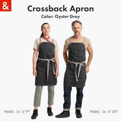 hedley & bennett Crossback Chef Apron, Pockets & Towel Loop, Oyster Gray - Image 6