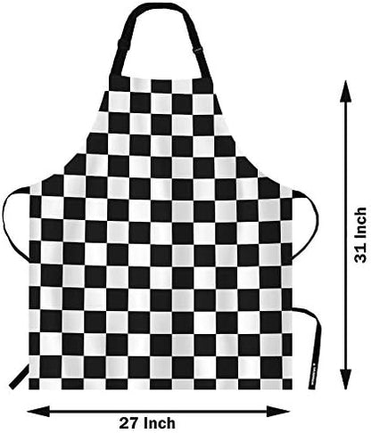 WONDERTIFY Black White Checkerboard Apron, Chess Board Racing and Checkered Bib - Image 3