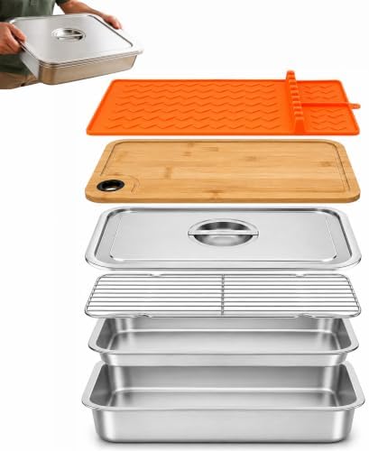 Grill Prep and Carry System, 6-in-1 Stainless Steel Grill Prep Trays by Unknown