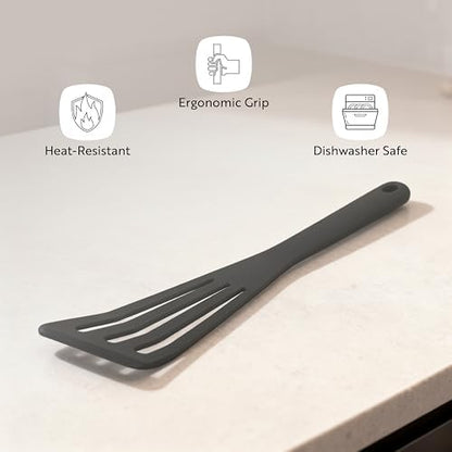 Restaurantware Black Silicone High Temperature Slotted Turner Spatula - Image 4